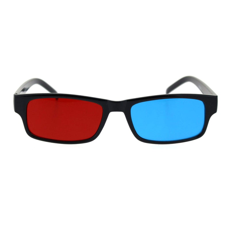 SA106 Black Anaglyphic Red Blue Cyan Stereoscopic Lens 3D Glasses (Blue Left Red Right) - Image 1